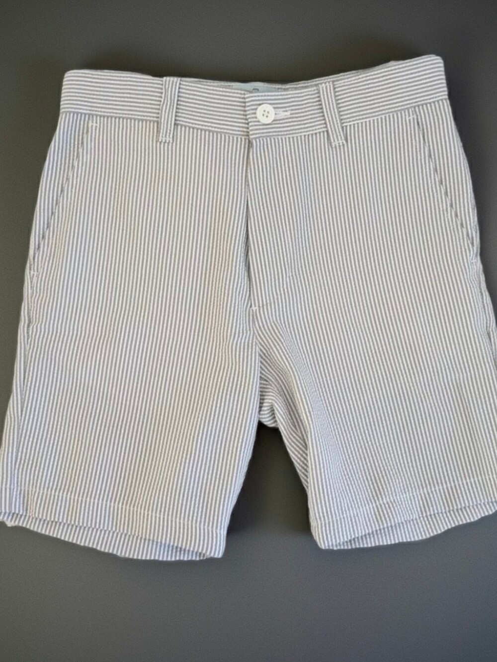 Class Club Boys Seersucker Striped Shorts Size 10 Gray White Preppy